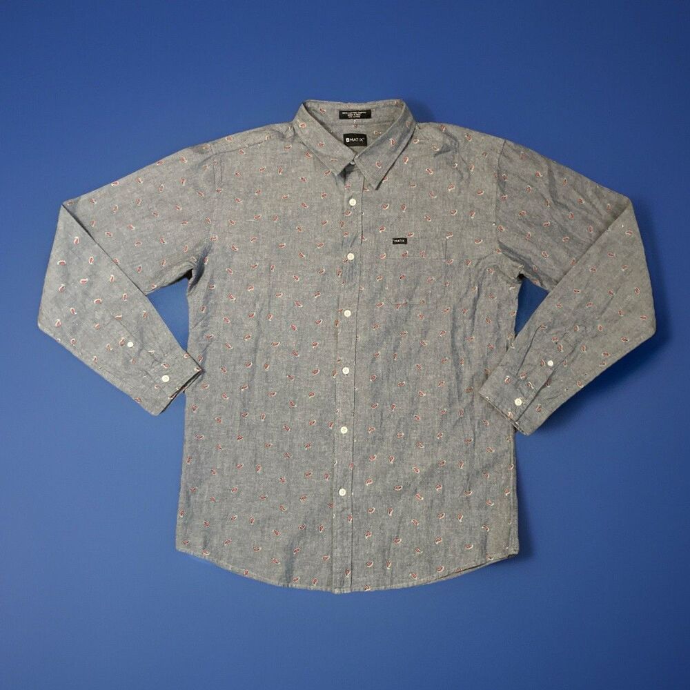 New! MATIX x Zumiez Katana Woven Shirt Blue Chambray Size XL